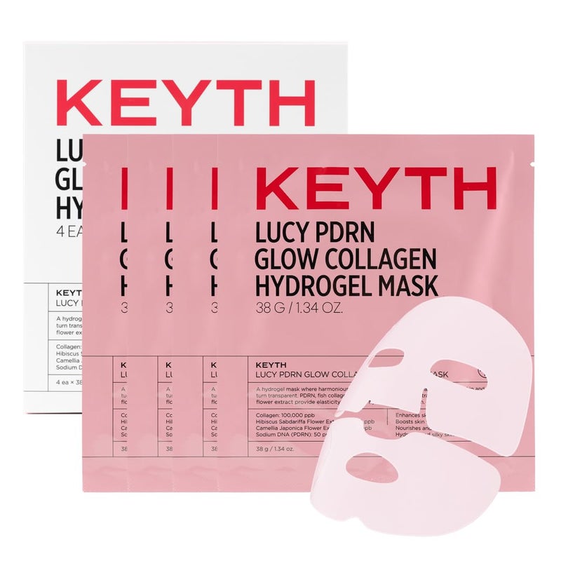 KEYTH LUCY PDRN GLOW COLLAGEN HYDROGEL MASK 4EA X 38G 134 OZ  Skin Elasticity Enhancement Vitality Boosting Nourishment  Soothing Deep Hydration
